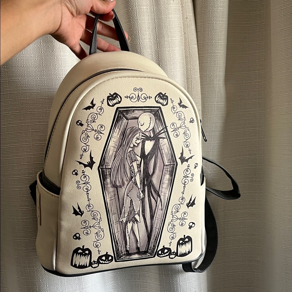 Stylish Cream Backpack with Artistic Design